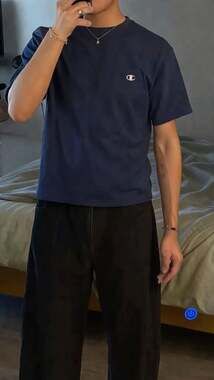 Champion Authentic Men's Classic Logo Navy Blue Short Sleeve T-Shirt Size XL